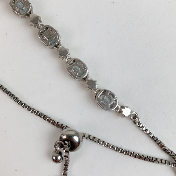 Blue CZ topaz, gold plated silver chain bracelet - Picture 4 of 4